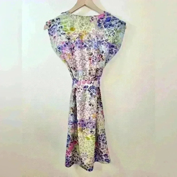 Presley Skye Silk Watercolor Dot Faux Wrap Dress Size PXXS - Picture 9 of 15